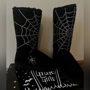 Dolls kill rhinestone spider boots